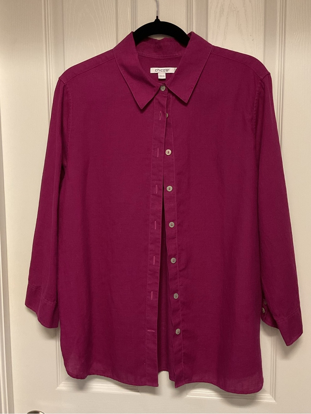 Chico's Deep Fuchsia Button-Down Collared Blouse